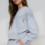 Lunya Loungewear Silksweats™ Midweight Reversible Relaxed Boxy Pullover - #Welkin Blue